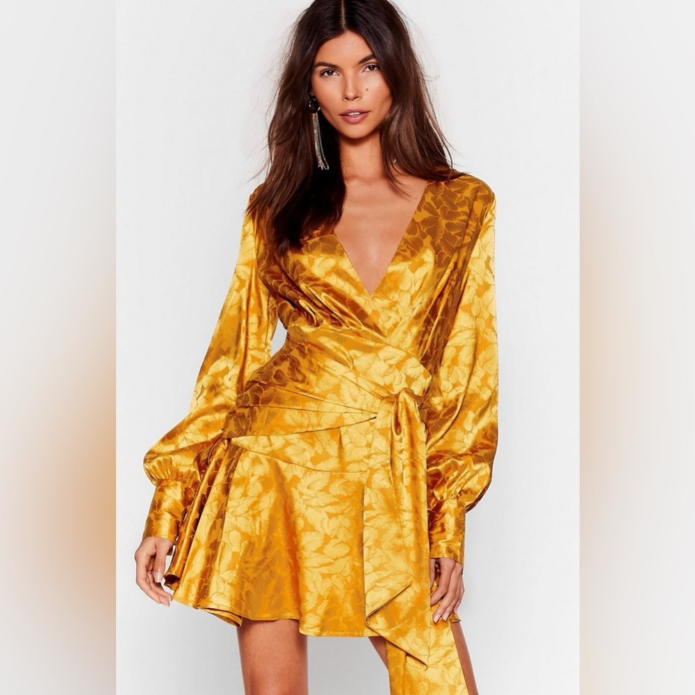 NASTY-GAL Sleek It Real Jacquard Mini Dress🧡 - Picture 3 of 12